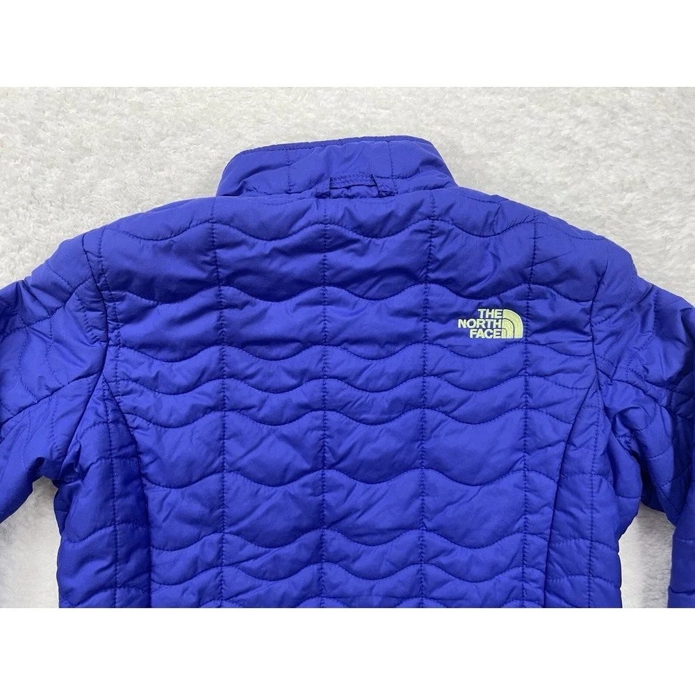 The North Face Thermoball Puffer Jacket Womens‎ Small Blue Lime Green Full Zip